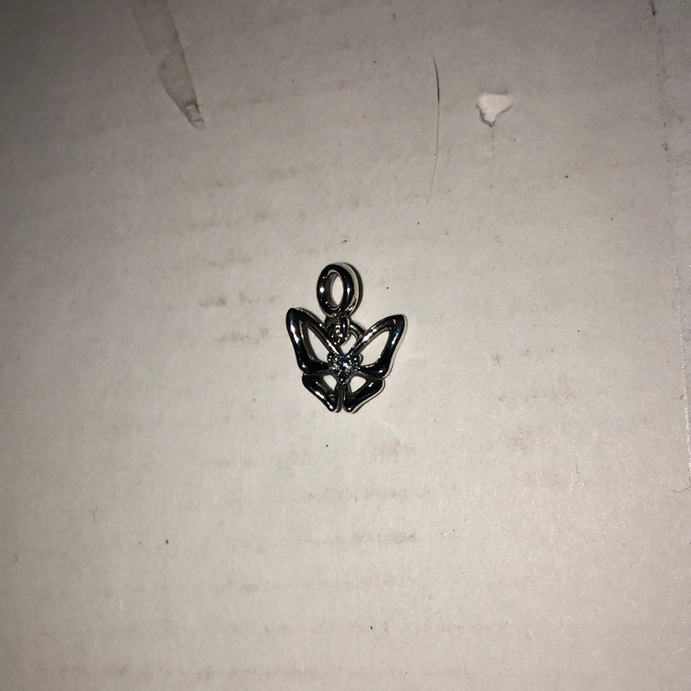 Pandora silver butterfly charm with crystal